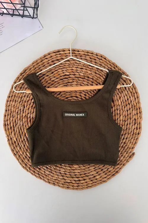 Original Nakışlı Crop Atlet Şortlu Kız Çocuk 2’li Takım - Haki