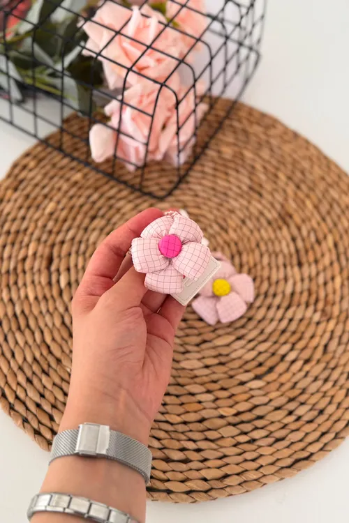 Papatya Figürlü Kız Çocuk 2 li Toka Seti - Pembe