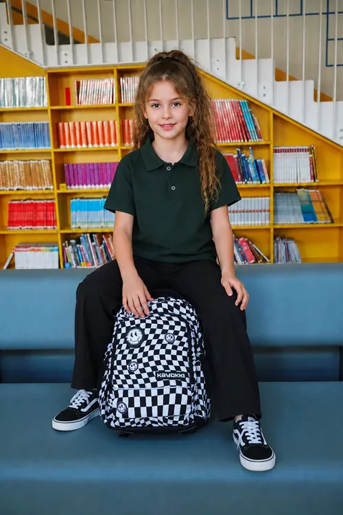 Polo Yaka Kısa Kol Unisex Çocuk Okul Tşörtü - Haki