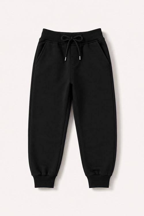 Unisex Çocuk Bağcıklı Jogger Tek Alt - Siyah