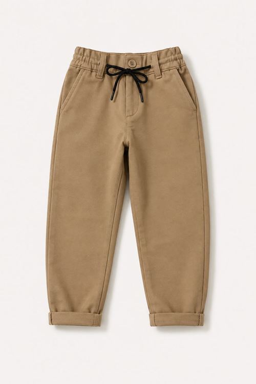 Unisex Beli Lastikli Bağcıklı Eşofman Altı - Camel
