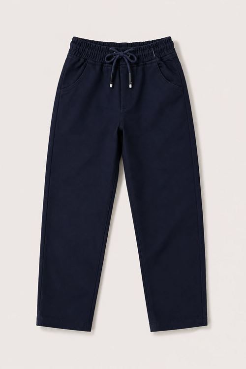 Unisex Çocuk Beli Lastikli Bağcıklı Straight Fit Pantolon - Lacivert