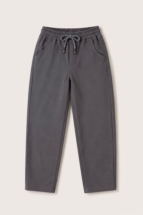 Unisex Çocuk Beli Lastikli Bağcıklı Straight Fit Pantolon - Gri