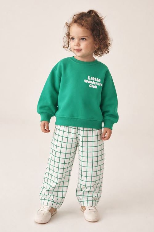 Little Wanderers Ekose Pantolonlu Unisex 2’li Takım - Yeşil