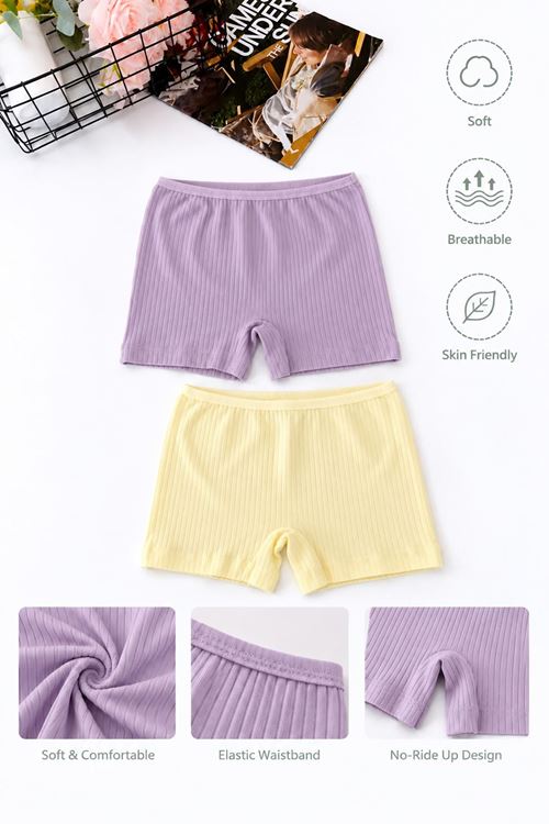Miniğimin Cicileri Kaşkorse 2 li Kız Çocuk Boxer - Lila - Sarı