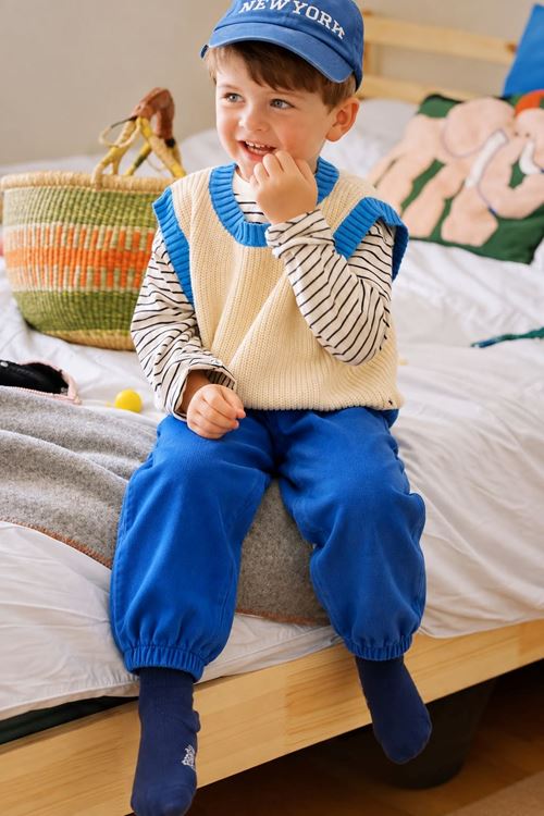 Erkek Çocuk Beli Lastikli Bol Paça Jogger Pantolon - Mavi