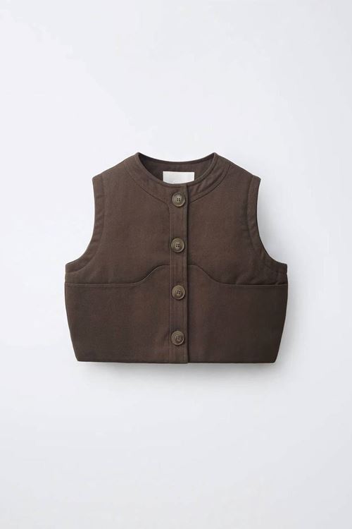 Milano Gabardin Kapitone Elyaflı Unisex Çocuk Yelek - Kahve