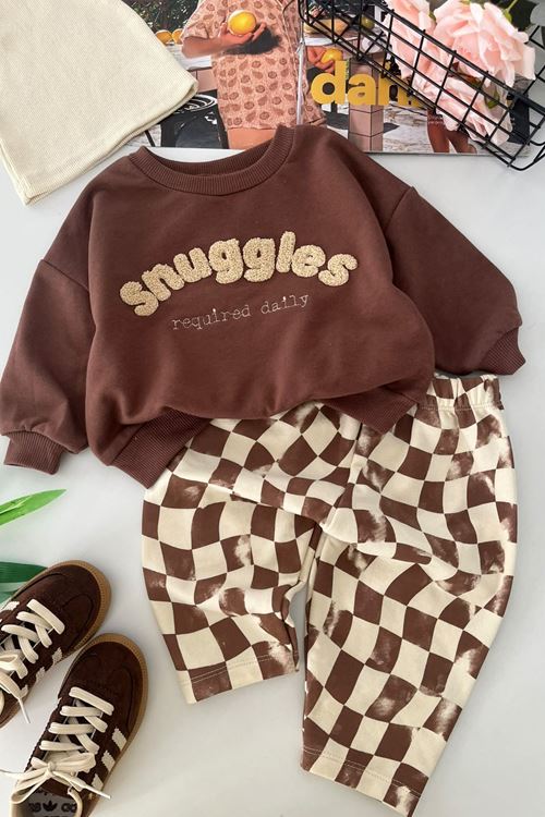Snuggles Panç Detaylı Erkek Bebek 2 li Takım - Kahve
