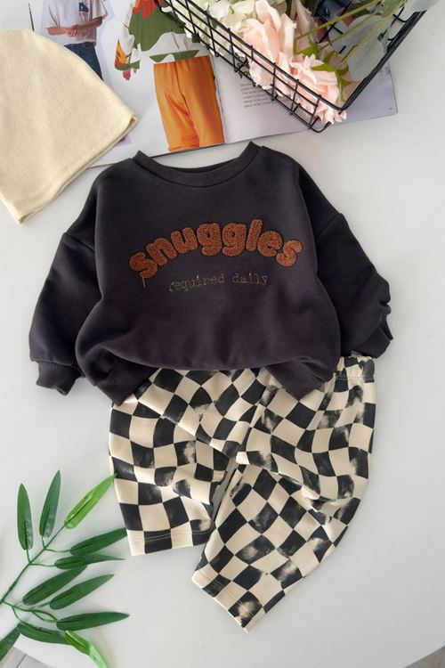 Snuggles Panç Detaylı Erkek Bebek 2 li Takım - Antrasit