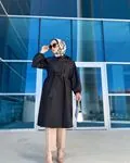 Kuruzeve Yaka , Bondip Kumaş Trençkot - Kahverengi Koyu