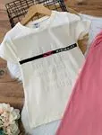 Miniğimin Cicileri Minimalist bol paça pantolon 2 li takım - Pembe