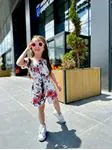 Minigimin cicileri bel büzgü detaylı penye çocuk tulum