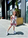 Minigimin cicileri bel büzgü detaylı penye çocuk tulum