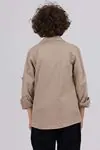 Miniğimin cicileri jean Style gömlek tşört takım - Kahve Köpüğü rengi