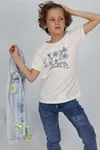 Miniğimin cicileri unisex oxo denim gömlek ve tşört takım