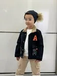 Minigimin Cicicleri A Aplıke detaylı İçi kürklü mont (Dar kalıp) - Siyah