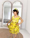 Minigimin Cicileri  Dijital Baskı Sarı Elbise Gömlek Şort Takım  (TEK TAKIM SATIŞ FİYATIDIR) - Kız