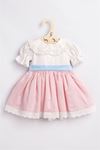 Minigimin cicileri vintage güpürlü kız çocuk elbise - Pembe
