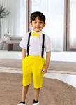 Minigimin Cicileri  Dijital Baskı Sarı Elbise Gömlek Şort Takım  (TEK TAKIM SATIŞ FİYATIDIR) - Erkek