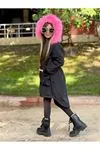 New Sezon Ön Kısa Arka Uzun Kokoş Mont - Pembe