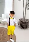Minigimin Cicileri  Dijital Baskı Sarı Elbise Gömlek Şort Takım  (TEK TAKIM SATIŞ FİYATIDIR) - Erkek
