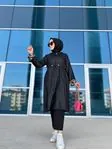 Deri Leopar Detaylı Trençkot
