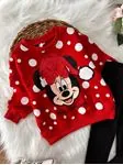 Miniğimin Cicileri Yılbaşı Kar Minnie  Payet Desen Taytlı Kız Takım - Kırmızı