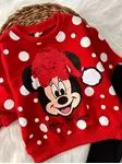 Miniğimin Cicileri Yılbaşı Kar Minnie  Payet Desen Taytlı Kız Takım - Kırmızı