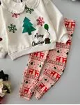 Miniğimin Cicileri Mary Crismas Yılbaşı konsept Taytlı Kız Çocuk Takım - Krem