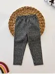 Miniğimin Cicileri Kız Çocuk Kare Desenli  Esnek Yün Pamuklu Tayt - Siyah