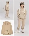 Minigimin cicileri kanguru cepli unisex çocuk takım - Krem
