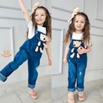 Minigimin cicileri Unisex ayıcık aksesuarlu salopetli takım - Mavi