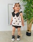 Minigimin Cicleri Kız bebek ponteli şortulu takım - Siyah