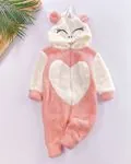 Miniğimin Cicileri Unicorn Kalpli Kız Bebek Welsoft Tulum - Somon