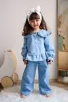 Miniğimin Cicileri Bebe Yaka Kız Çocuk Bol Paça Pantolon Takım