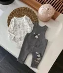 Miniğimin Cicileri Erkek  Bebek Mcky Desen Organik Pamuklu 2 li Takım - Gri