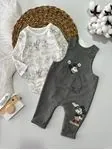 Miniğimin Cicileri Erkek  Bebek Mcky Desen Organik Pamuklu 2 li Takım - Gri