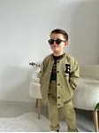 Miniğimin Cicileri B Panç İşlemeli Kolej Yaka Erkek Çocuk 3 lü Gabardin Takım - Haki