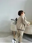 Miniğimin Cicileri B Panç İşlemeli Kolej Yaka Erkek Çocuk 3 lü Gabardin Takım - Bej