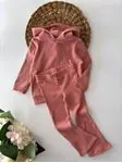 Miniğimin Cicileri Kapüşonlu Fitilli Kız Çocuk 3 Düğmeli Takım - Pembe