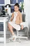 Miniğimin Cicileri Retro Puantiye Desenli Kız Çocuk Ceketli Takım - Kahve