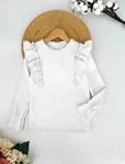 Miniğimin Cicileri Fırfır Yakalı Fitilli Kız Çocuk Sweat - Beyaz