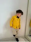 Miniğimin Cicileri Erkek Çocuk Fiyonklu Keten Takım - Sarı