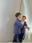 Miniğimin Cicileri Düğmeli Erkek Çocuk Trençkot Pantolon Ve Gömlek Kombin - Mavi