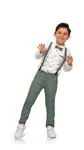 Miniğimin Cicileri Uzun Kol Papyon Gömlekli Askılı Gabardin Erkek Çocuk Takım - Beyaz-Yeşil