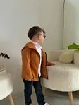 Miniğimin Cicileri Trençkotlu Kapüşonlu 3'lü Erkek Çocuk Kotlu Takım - Tarçın
