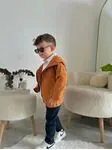 Miniğimin Cicileri Trençkotlu Kapüşonlu 3'lü Erkek Çocuk Kotlu Takım - Tarçın
