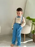 Miniğimin Cicileri Askı Papyonlu Pamuk Keten Erkek Çocuk Renkli Takım - Mavi