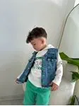 Miniğimin Cicileri Tarz Kot Yelekli Erkek Çocuk 3 Lü Takım - Yeşil