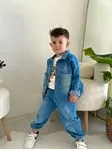 Miniğimin Cicileri Good Day Smile Baskılı 3'lü Rahat Erkek Çocuk Kot Takım - Açık Mavi